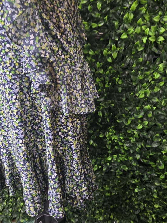 Michael Kors Navy Floral Ruffle Midi Dress - Picture 5 of 11